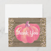 Rustikaler Fall Pumpkin Pink Gold Glitzer Dankeskarte (Vorne/Hinten)