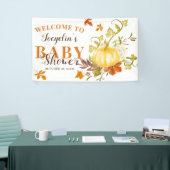 Rustikaler Fall Pumpkin | Wasserfarben-Babydusche Banner (Messeveranstaltung)