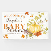 Rustikaler Fall Pumpkin | Wasserfarben-Babydusche Banner (Horizontal)