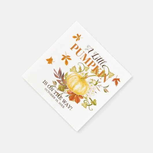 Rustikaler Fall Pumpkin | Wasserfarben-Babydusche Serviette (Ecke)
