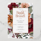 Rustikaler Fall Rust & Burgund Blumenbridal Brunch Folieneinladung (Vorderseite)