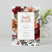 Rustikaler Fall Rust & Burgund Blumenbridal Brunch Folieneinladung (Stehend vorne)