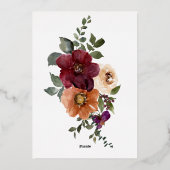 Rustikaler Fall Rust & Burgund Blumenbridal Brunch Folieneinladung (Rückseite)