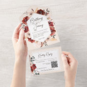 Rustikaler Fall Rust Floral auf Creme QR Code All In One Einladung (Abreißen)