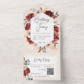 Rustikaler Fall Rust Floral auf Creme QR Code All In One Einladung (Innen Boden)