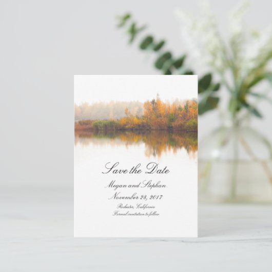 Rustikaler Fall Save the Date Ankündigungspostkarte (Stehend Vorderseite)