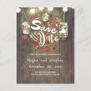 Rustikaler Fall Save the Date Ankündigungspostkarte