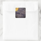 Rustikaler Fall Sonnenblume Gastgeschenk Hochzeit Quadratischer Aufkleber (Tasche)