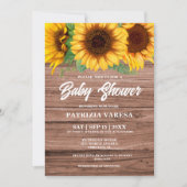 Rustikaler Fall Sonnenblume Kinderdusche aus Holz Einladung (Vorderseite)
