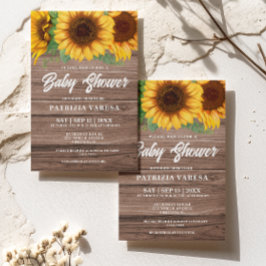 Rustikaler Fall Sonnenblume Kinderdusche aus Holz Einladung