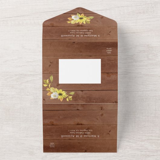 Rustikaler Fall Sonnenblume Laternenleuchten Holzv All In One Einladung (Außenbereich)