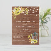 Rustikaler Fall Sonnenblume Laternenleuchten Holzv Einladung (Stehend Vorderseite)