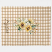 Rustikaler Fall Sonnenblumen Brown Gingham Persona Fleecedecke (Vorderseite (Horizontal))