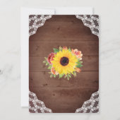 Rustikaler Fall Sonnenblumen Korallenleuchten Hoch Einladung (Rückseite)