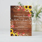 Rustikaler Fall Sonnenblumen Probe Abendessen einl Einladung (Stehend Vorderseite)