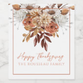 Rustikaler Fall Terracotta Bisque Erntedank Weinetikett (Einzelnes Label)