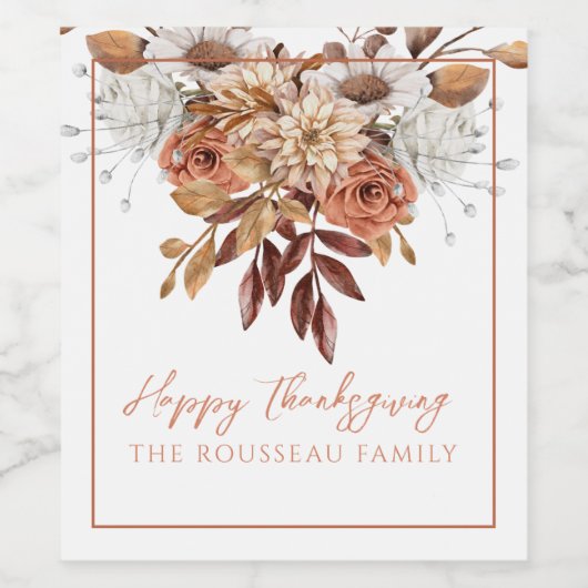 Rustikaler Fall Terracotta Bisque Erntedank Weinetikett (Einzelnes Label)