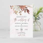 Rustikaler Fall Terracotta Boho Wedding Einladung (Stehend Vorderseite)