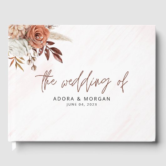 Rustikaler Fall Terracotta Boho Wedding Gästebuch (Vorderseite)