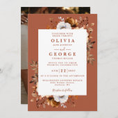 Rustikaler Fall Terracotta Modernes Foto Einladung (Vorne/Hinten)