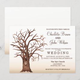 Rustikaler Fall Tree Carved Initial Wedding Einlad Einladung