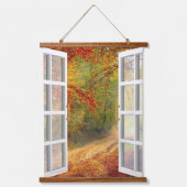 Rustikaler Fall und Blick auf den Herbst Wandteppich Mit Holzrahmen (Vorderseite)