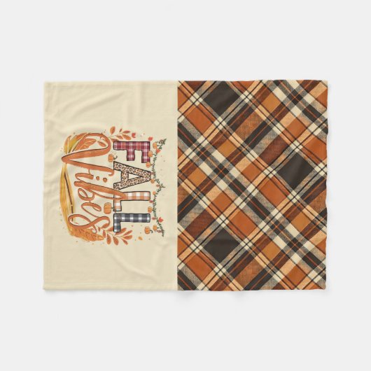 Rustikaler Fall Vibes Burnt Orange Kariert Print H Fleecedecke (Vorderseite (Horizontal))