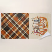 Rustikaler Fall Vibes Burnt Orange Kariert Print H Strandtuch (Vorderseite)