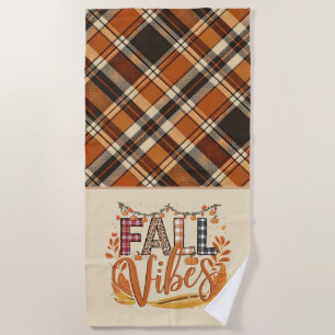 Rustikaler Fall Vibes Burnt Orange Kariert Print H Strandtuch