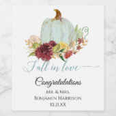 Rustikaler Fall von Liebe Blue Pumpkin Burgundy Fl Weinetikett (Einzelnes Label)