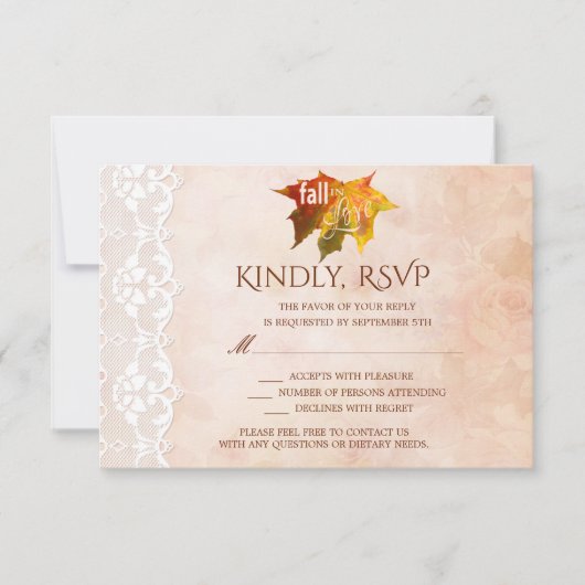 Rustikaler Fall von Liebe Hochzeit RSVP Karte (Vorderseite)