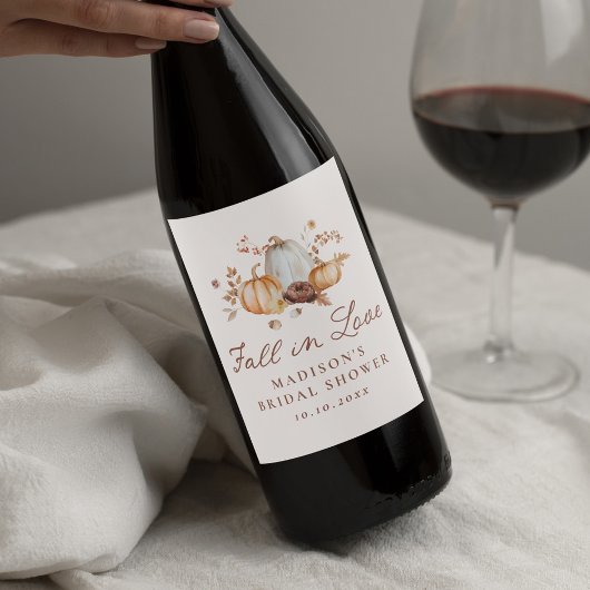 Rustikaler Fall von Liebe Pumpkin Blumenzellenfett Weinetikett