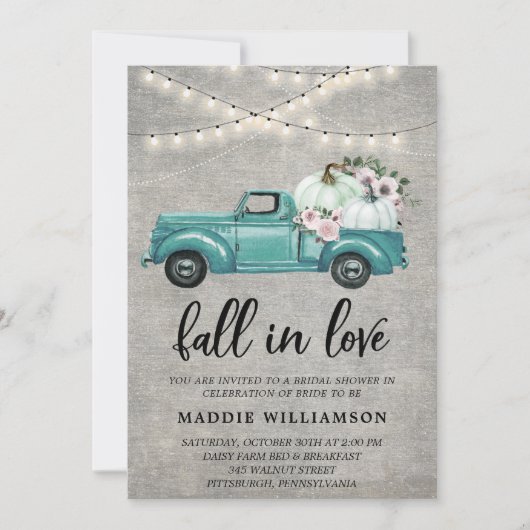 Rustikaler Fall von Liebe Pumpkins Brautparty Einladung (Vorderseite)