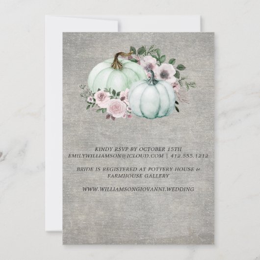 Rustikaler Fall von Liebe Pumpkins Brautparty Einladung (Rückseite)