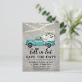 Rustikaler Fall von Liebe-String-Leuchten Save the Ankündigungspostkarte (Stehend Vorderseite)