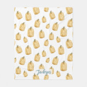 Rustikaler Fall Wasserfarbe Orange Pumpkin Fleecedecke (Vorderseite)