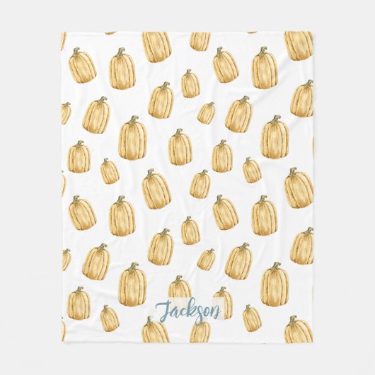 Rustikaler Fall Wasserfarbe Orange Pumpkin Fleecedecke (Vorderseite)