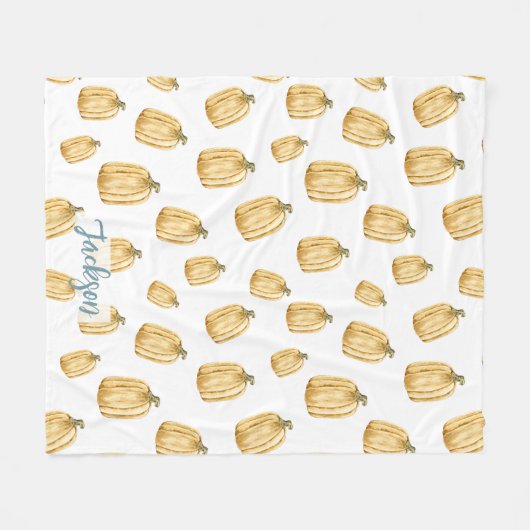 Rustikaler Fall Wasserfarbe Orange Pumpkin Fleecedecke (Vorderseite (Horizontal))