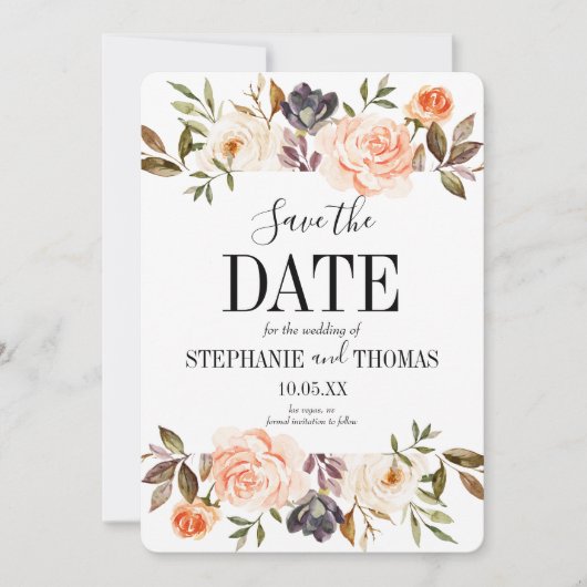 Rustikaler Fall Wasserfarbe Save the Date Einladun Einladung (Vorderseite)