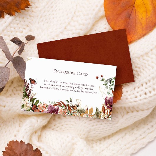 Rustikaler Fall Wasserfarben Blumen & Grünpflanzen Begleitkarte