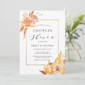 Rustikaler Fall Wasserfarben Blumenpaare Dusche Einladung (Stehend Vorderseite)
