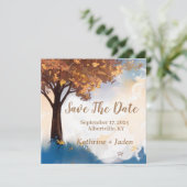 Rustikaler Fallbaum Save the Date (Stehend Vorderseite)