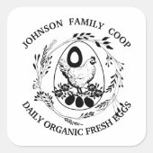 Rustikaler Familienbetrieb Bauernhof Bio Frischeie Quadratischer Aufkleber (Vorderseite)