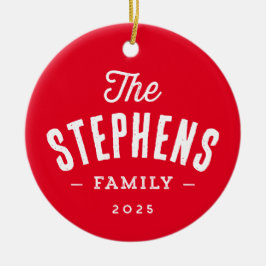 Rustikaler Familienname einfach ein Foto Weihnacht Keramik Ornament