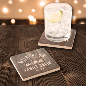 Rustikaler Familienname Hütte Hütte Lounge Steinuntersetzer