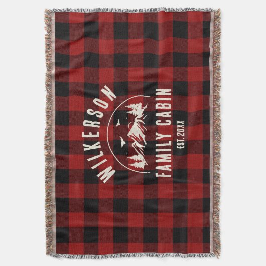 Rustikaler Familienname Kabine Hütte Retro Rot Kar Decke (Vorderseite Vertikal)