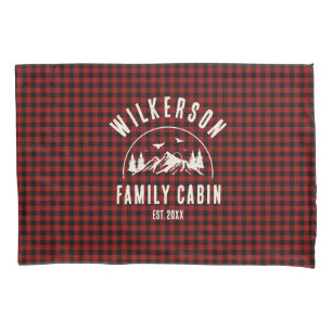 Rustikaler Familienname Kabine Hütte Retro Rot Kar Kissenbezug