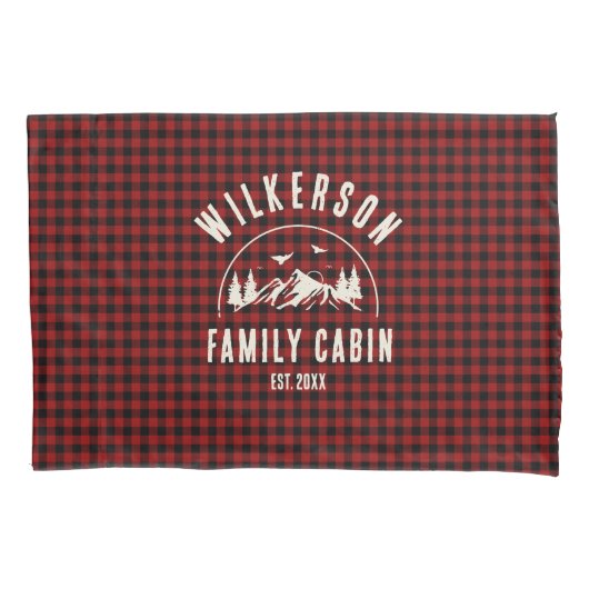 Rustikaler Familienname Kabine Hütte Retro Rot Kar Kissenbezug (Vorderseite)