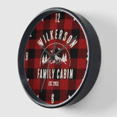 Rustikaler Familienname Kabine Hütte Retro Rot Kar Uhr (Winkel)