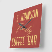 Rustikaler Familienname Küche Quadratische Wanduhr (Winkel)